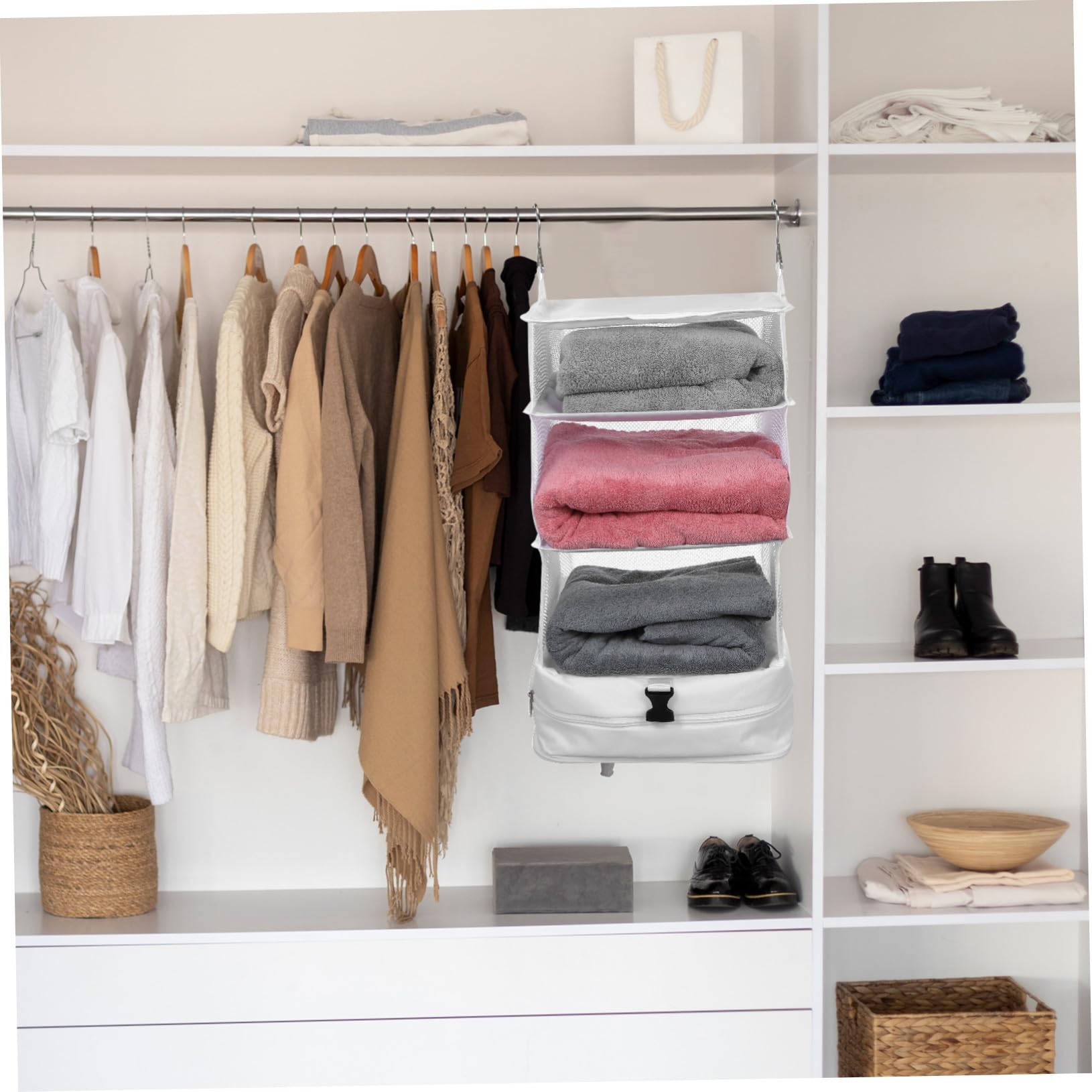 Alipis Organizer da Viaggio Sospeso Strati Borsa Bianca per e Accessori Compatta e Portatile per Valigie e Armadi