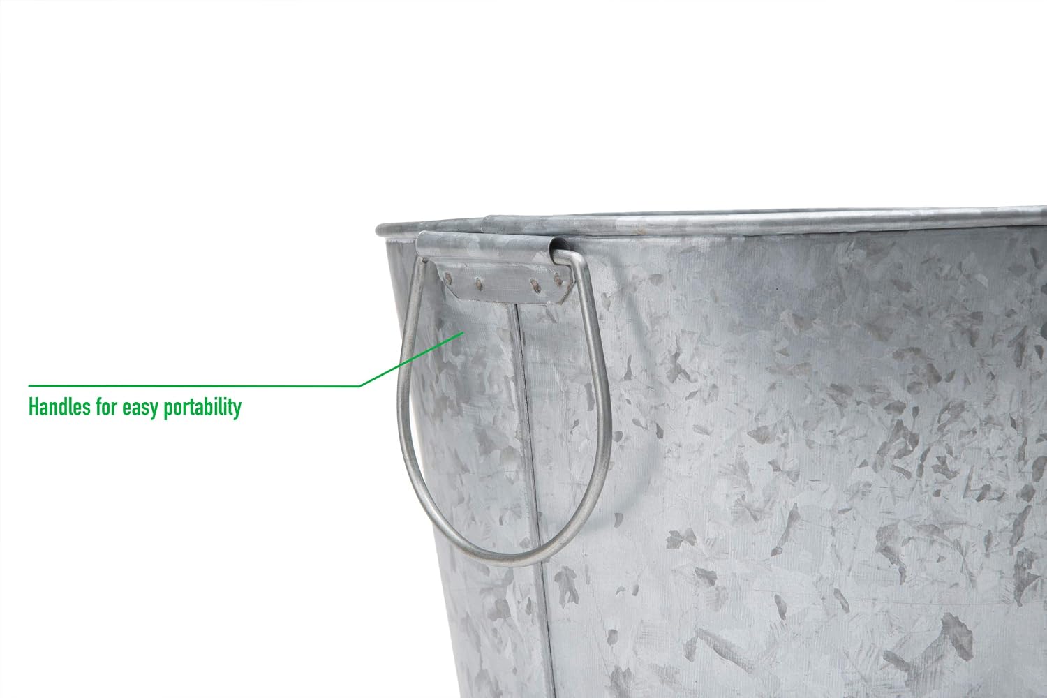 Mind Reader Steel Beverage Tub with Handles, Party Basket for Drinks, Ice, Rustic Storage Container for Toys, Firewood, Crafting Supplies, Small, Silver