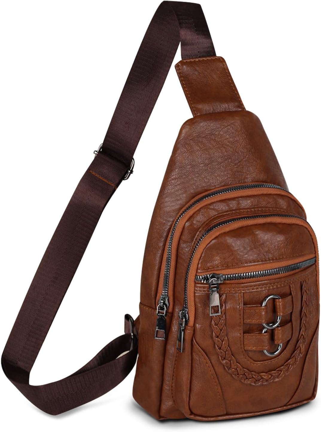 Relang Sling Bag for Women Crossbody, Leather Cross Body Fanny Packs for Women, Trendy Chest Bag for Travel and Daily Use