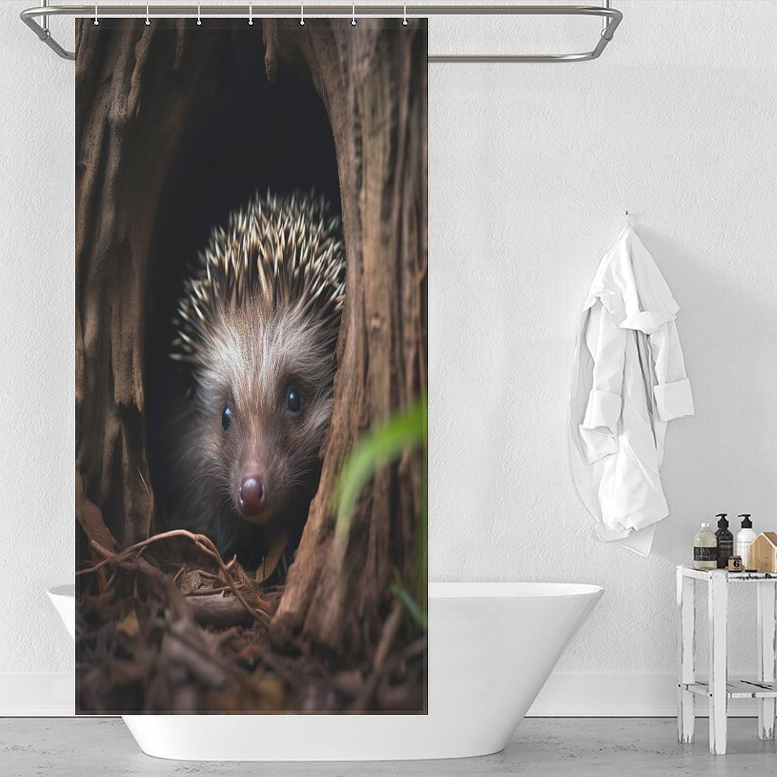 Rideau de douche hérisson en tissu de qualité supérieure imperméable 92x183