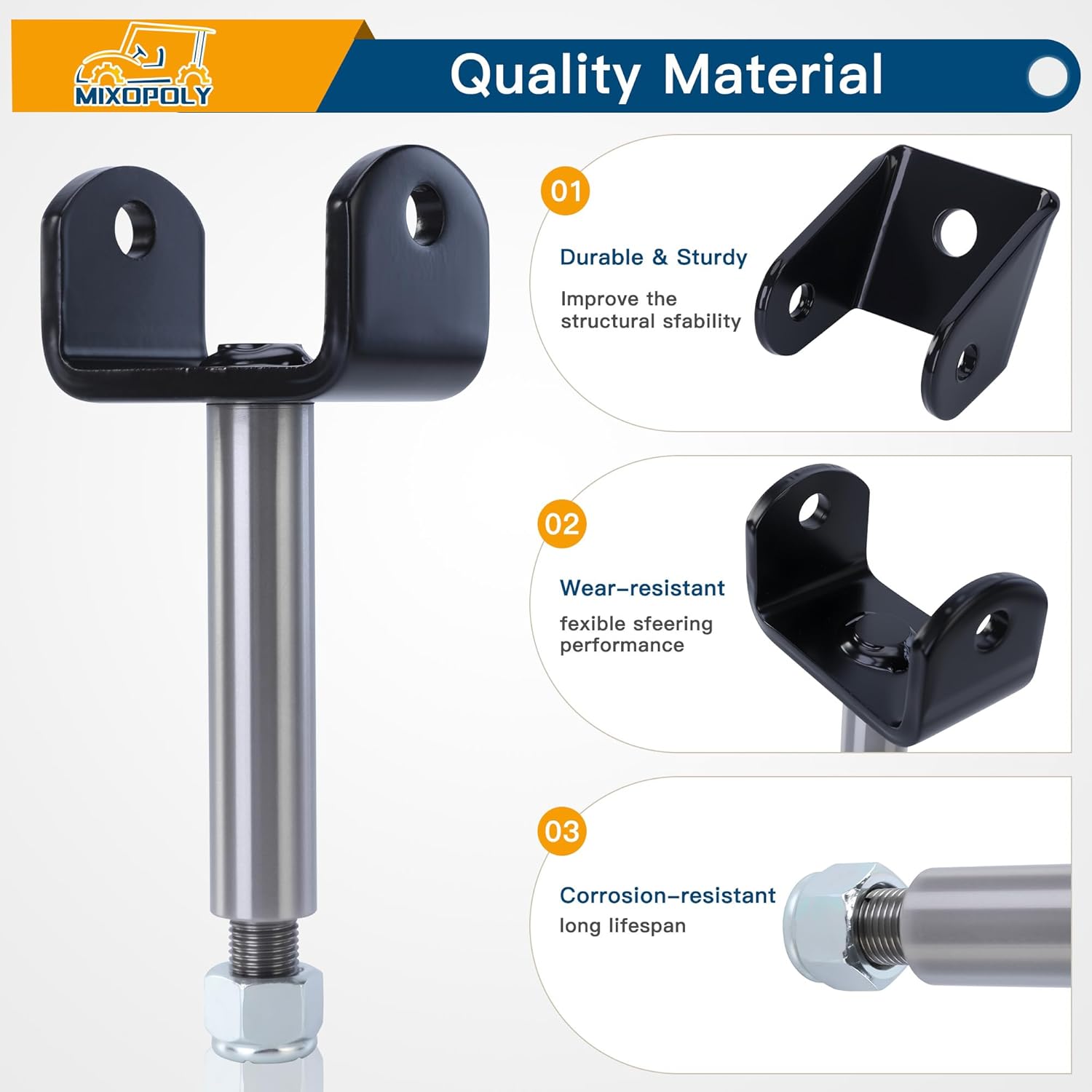Deluxe Full Set Golf Cart Front and Rear End Bushing Repair for Club Car DS 1993-Up with King Pin, Polyurethane Sleeves, Steel Plate Screws Replace OEM# 1016386 1015583 8067 1010150