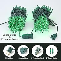 Vista 7 de BrizLabs Guirnalda de luces verdes para el día de San Patricio, 50 luces incandescentes de Navidad, juego de mini luces verdes conectables, cadena