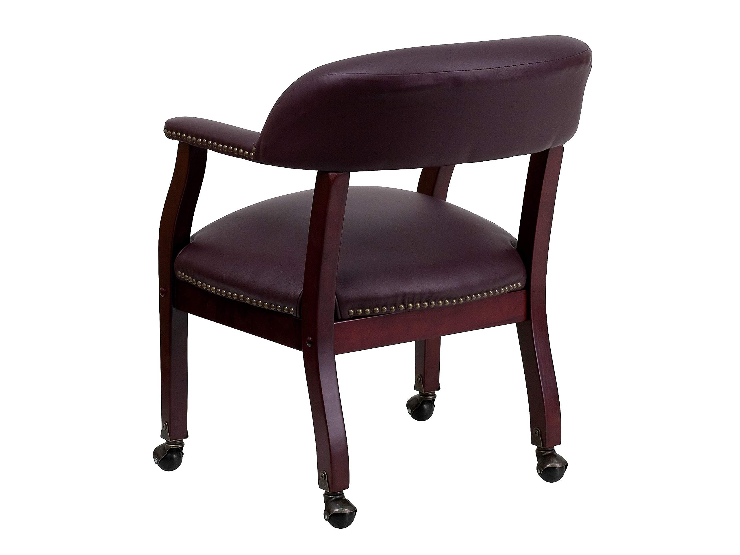 Flash Muebles Lujosa Silla de Conferencia de Vinilo Negro con Ruedas, Burgundy Leather, 24' W x 27' D x 31.5' H