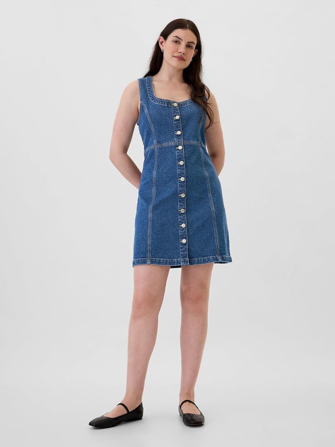 Gap Womens Button Front Shift Dress - Image 4