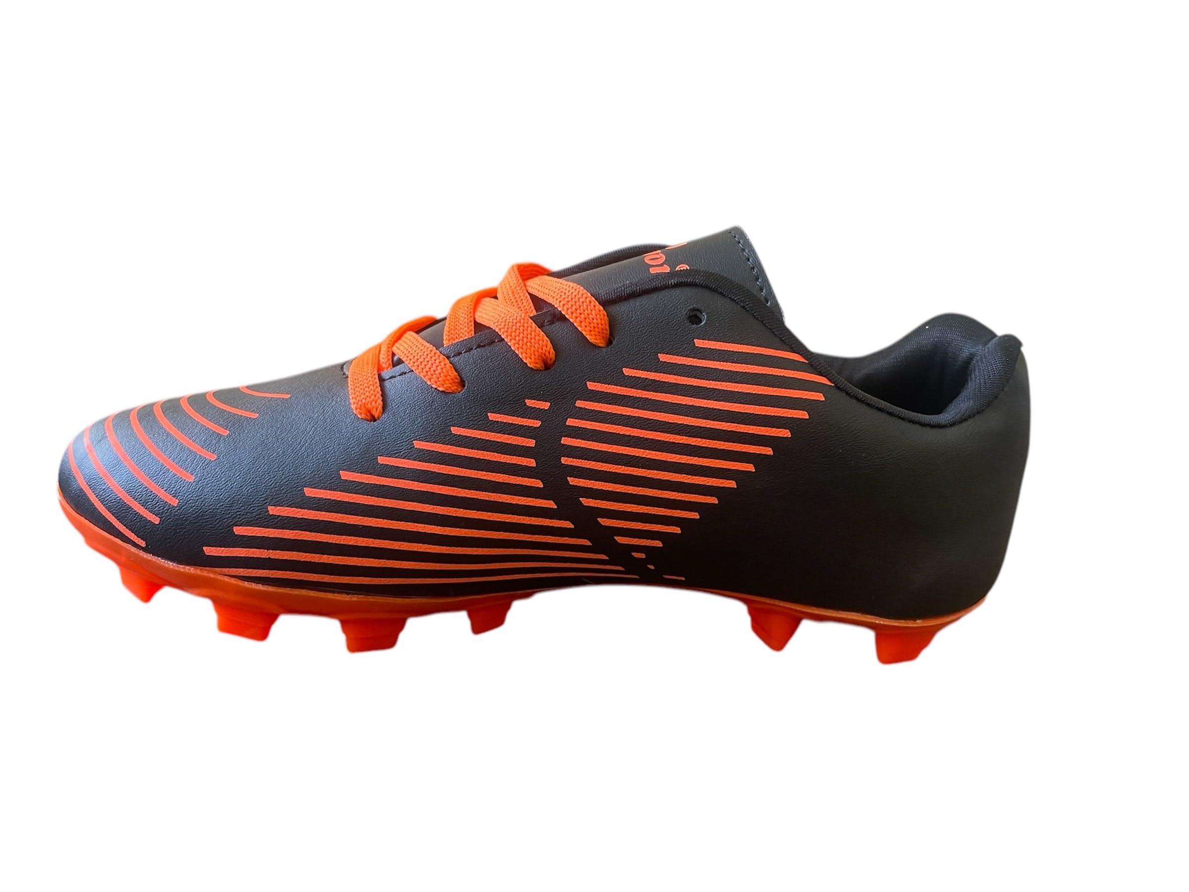 betwon Men's Football Boots, Black and Orange, Firm Ground Cleats with Striped Design-picture-27