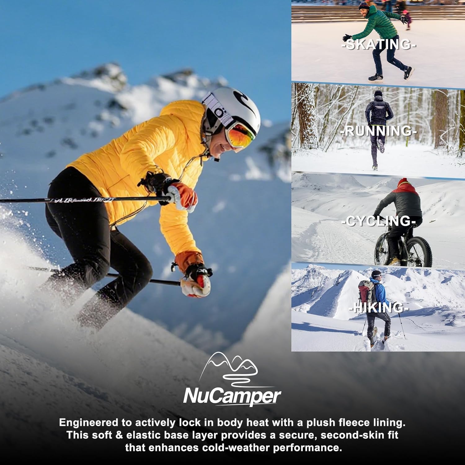 NuCamper Men's Thermal Compression Pants Fleece Lined Athletic Tights Sports Base Layer Leggings Winter Cold Weather Bottoms - Image 7