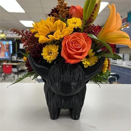 Miniatura 3 de Maceta de vaca de las tierras altas, macetas de resina, divertidas macetas de almacenamiento para plantas suculentas, contenedores de almacenamiento