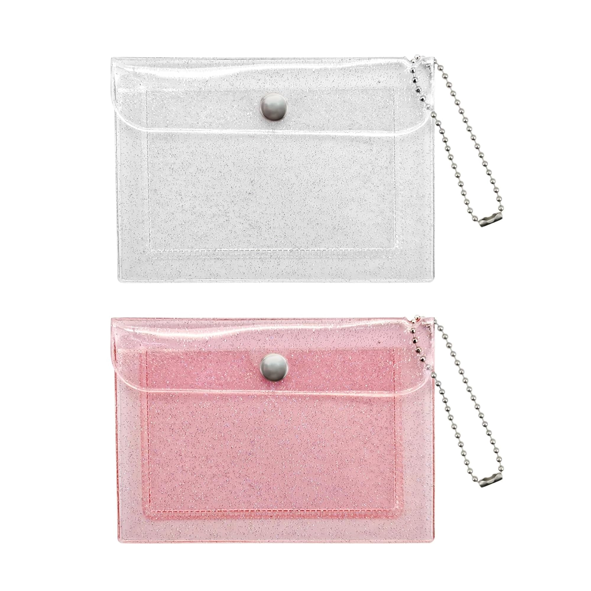 2Pc Clear Lipstick Case Keychain Pouch Organizer