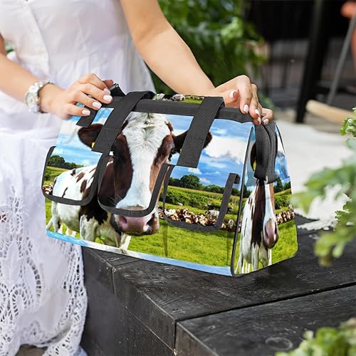 Miniatura 8 de Bolsas de herramientas de animales de vaca para hombres y mujeres, múltiples bolsillos, organizador de herramientas de boca ancha, bolsa de