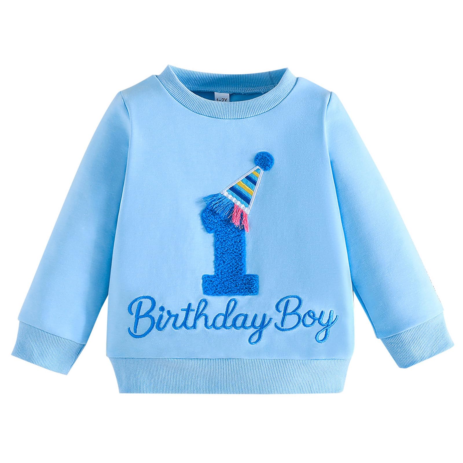 Kunyeah Sweat Shirt d'anniversaire pour Petit garçon T-Shirt à Manches Longues Enfant Broderie Lettres Pull-Over Vêtement pour Tout Petit