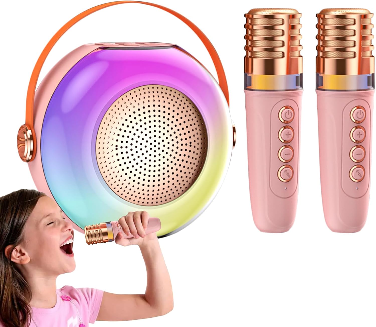 Genérico Karaoke Machine - Portable Speaker with 2 Microphones Included | Small Karaoke with LED Lights - for Birthday Parties Family Gatherings Holiday Celebrations Weekend