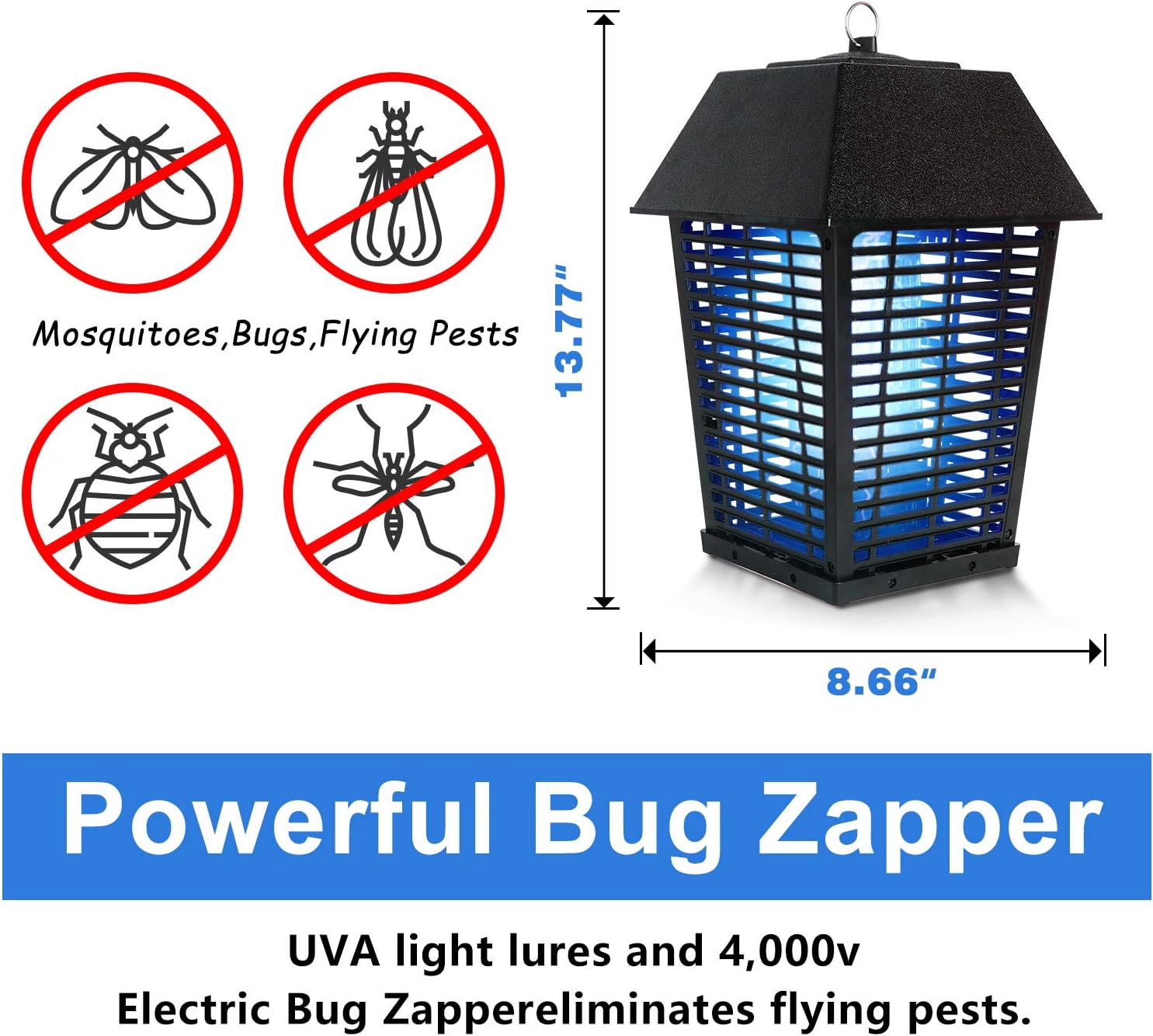 Garsum Bug Zapper | Electric Mosquito Killer | Indoor Insect Trap | Child & Pet Safe, Non-Toxic |Fly Zapper Repellent for Home, Indoor, Kitchen (Outdoor-20W)