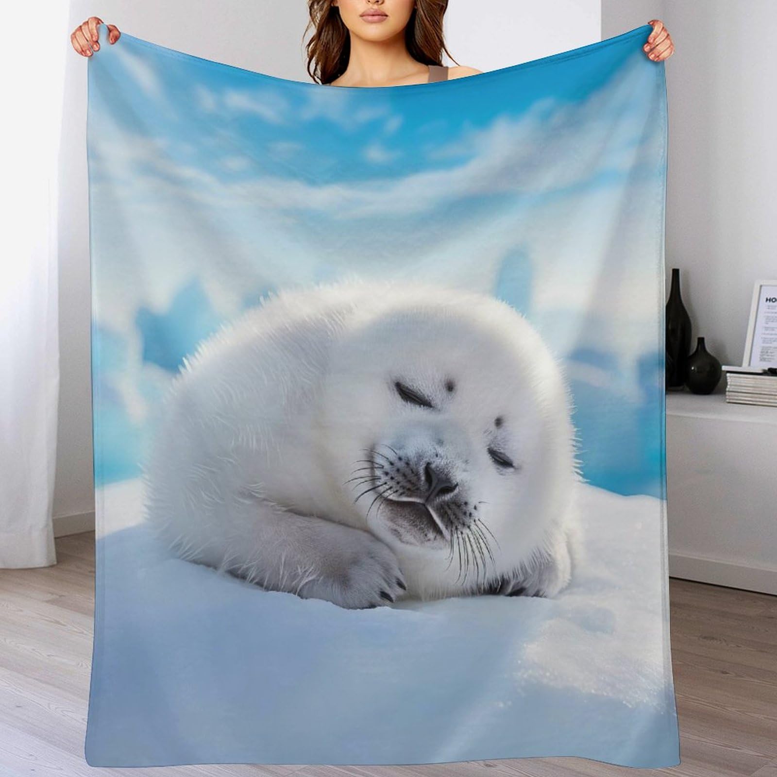 Couverture polaire loutre moelleuse contre le froid nocturne au salon