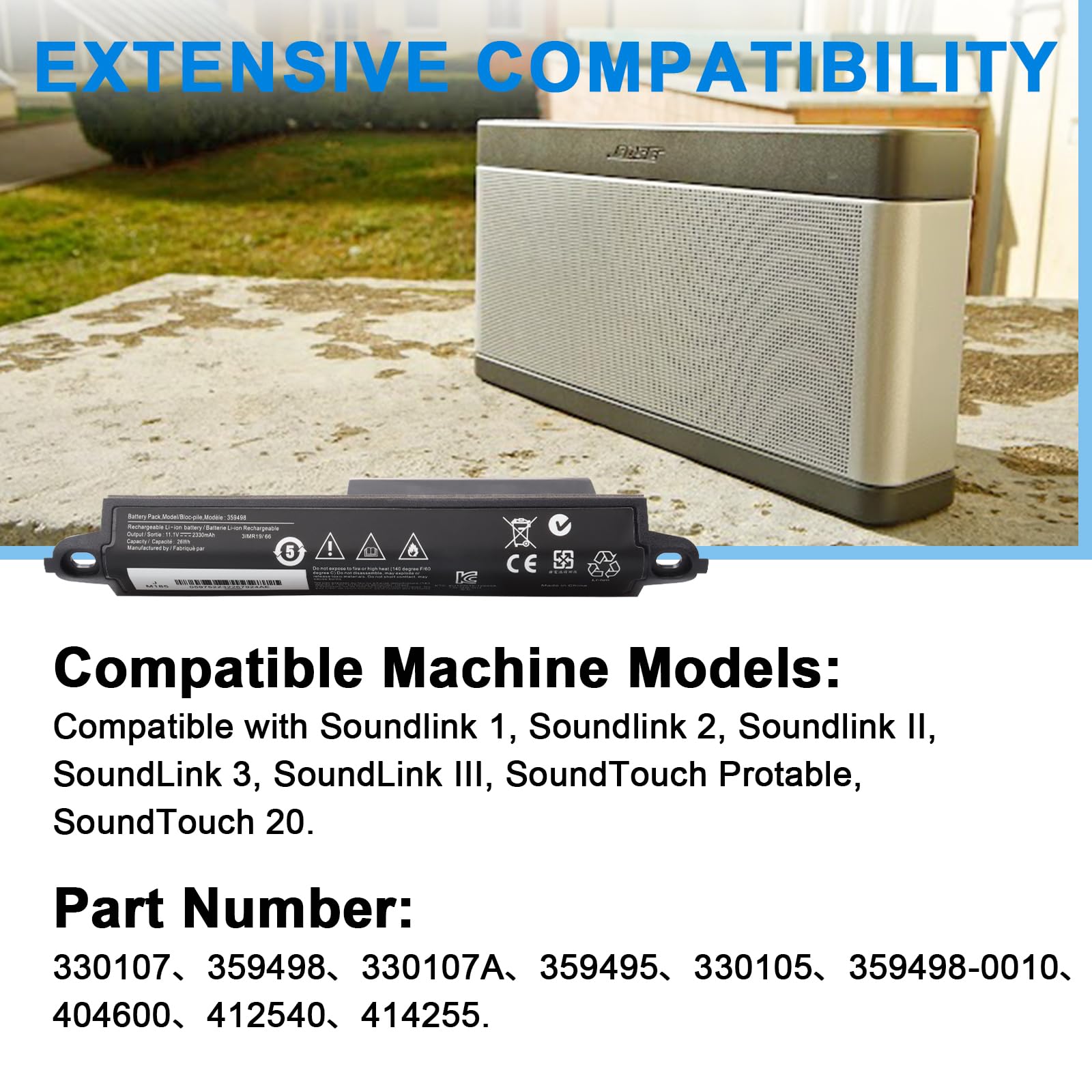 Batería de Repuesto 359495 359498 para Bose SoundLink III 330107 330107A 0330107 330105 330105A 0330105 Soundlink 2 3 Soundlink Bluetooth Mobile Speaker II III 404600 404800 404900 414255