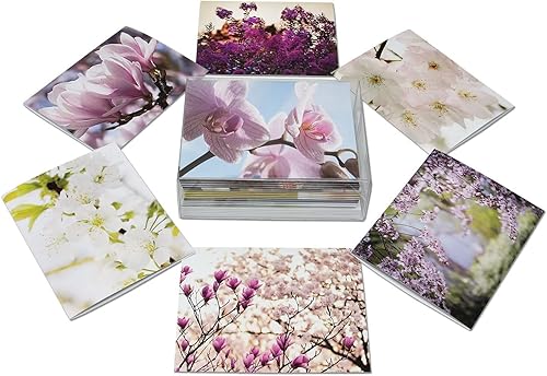 Miniatura 2 de Small World Greetings Spring Blossoms - Tarjetas de notas de flores, 12 unidades, interior en blanco con sobres blancos, tamaño A2 de 5.5 x 4.25