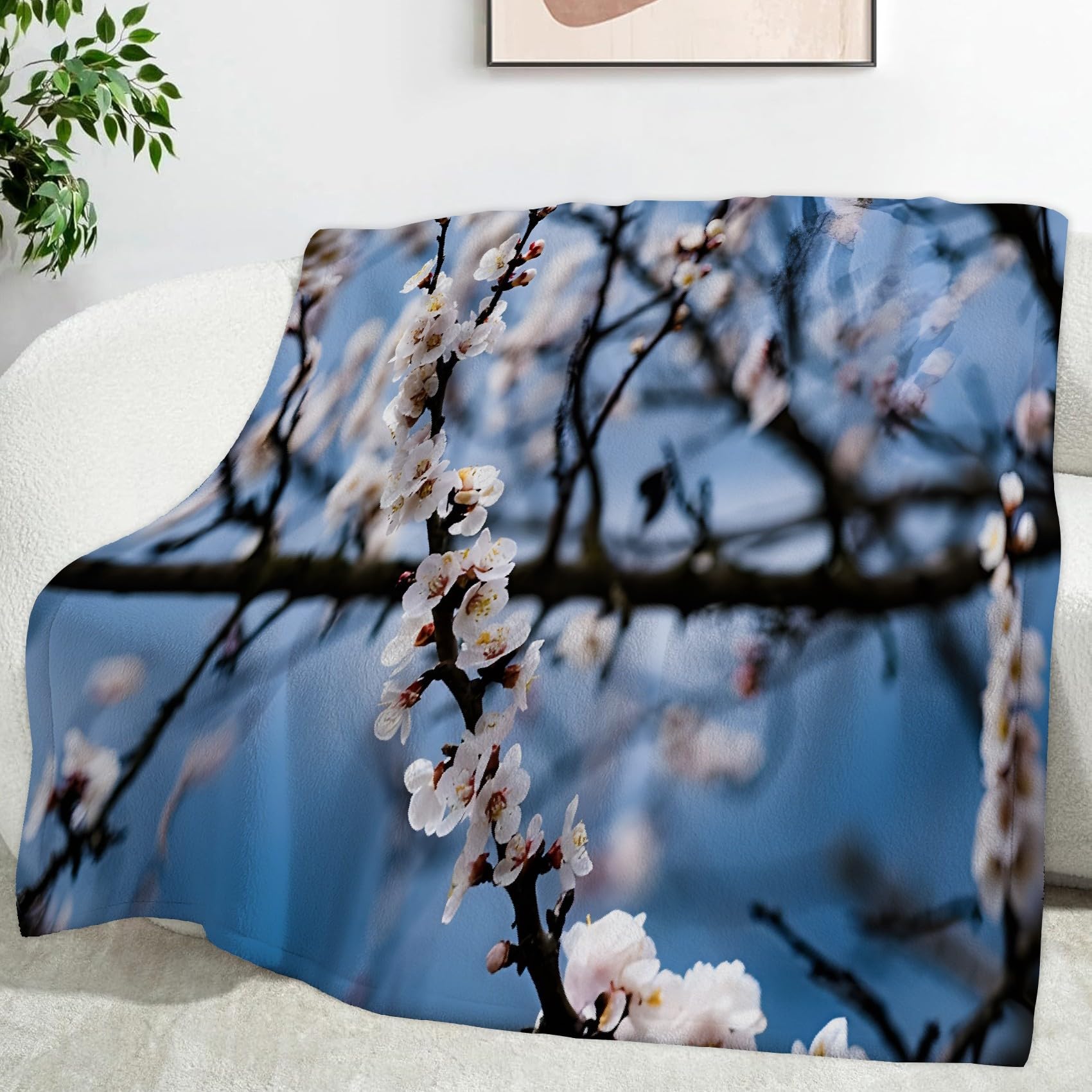 Plaid polaire microfibre blanche pour une ambiance cocooning naturelle dans votre salon