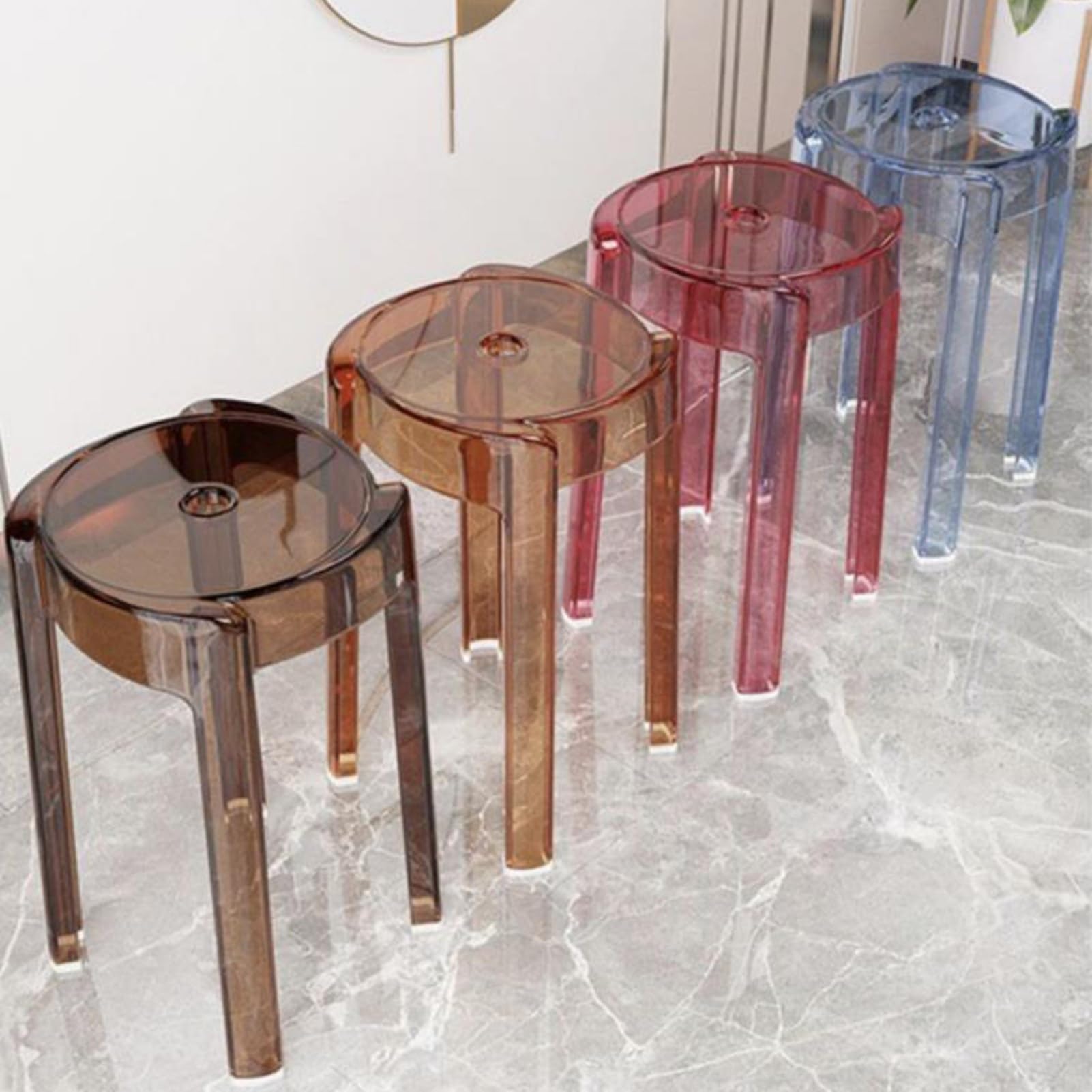 Barhocker aus Acryl, stapelbar, rückenfrei, modernes Design für Küche und Bad, Innenbereich, perfekt für Ess- und Duschbereiche