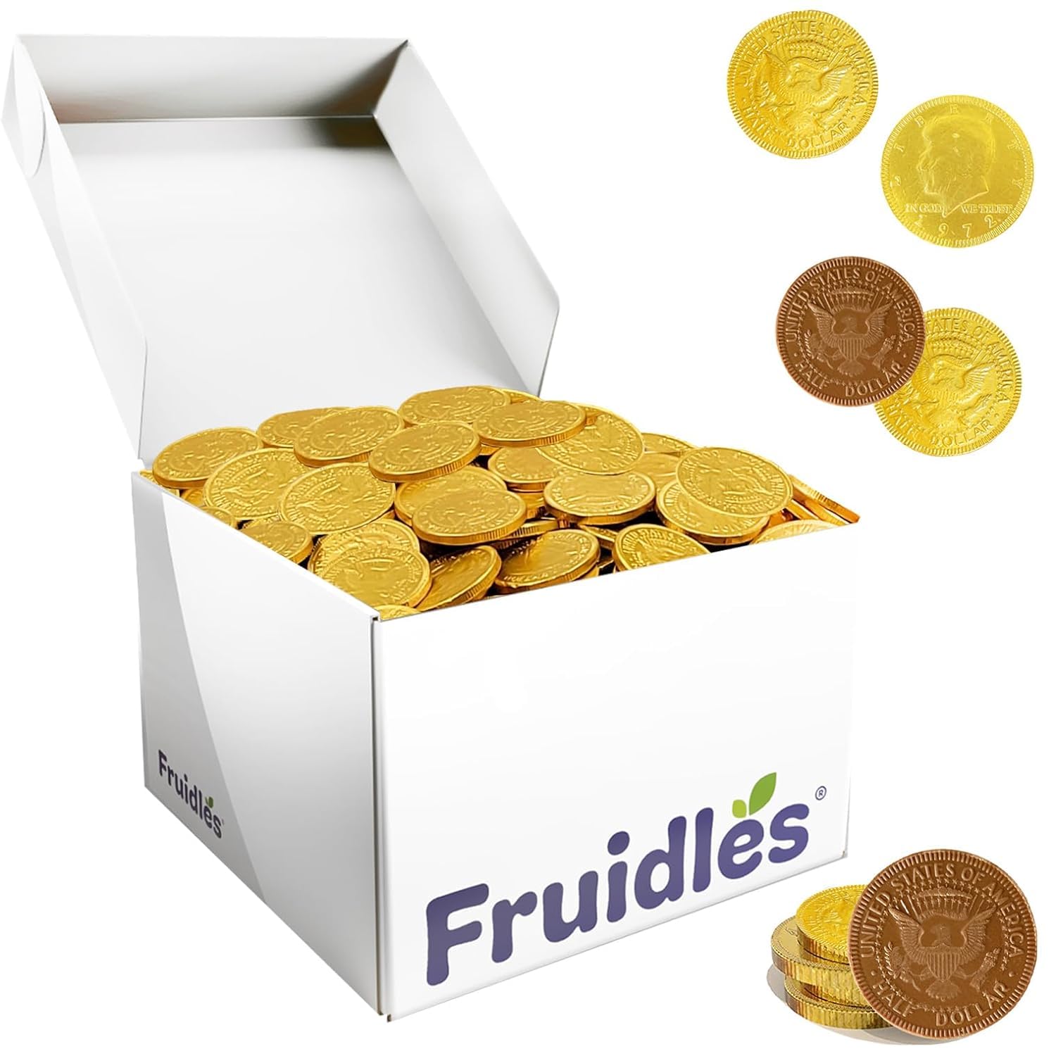 Fruidles Christmas Premium Belgian Milk Chocolate Gold Coins, Stocking Stuffers, Nut-Free Chocolate Candy (5 Pounds)