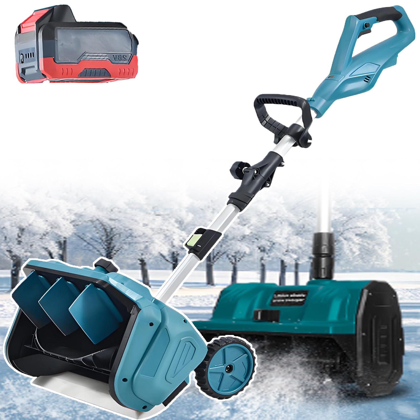 Pala da neve elettrica senza fili, spazzaneve senza spazzole da 1000 W, design ergonomico, batteria da 4500 mAh, larghezza di rimozione della neve da 40,7 cm, controllo della direzione a 45°, 2