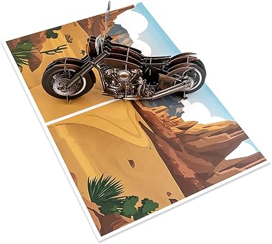 Multipurpose Cruise Bike Themed Card Stock Greeting Card with Envelope Foldable Happy Birthday for Dad Personalized Motorcycle Theme Birthday