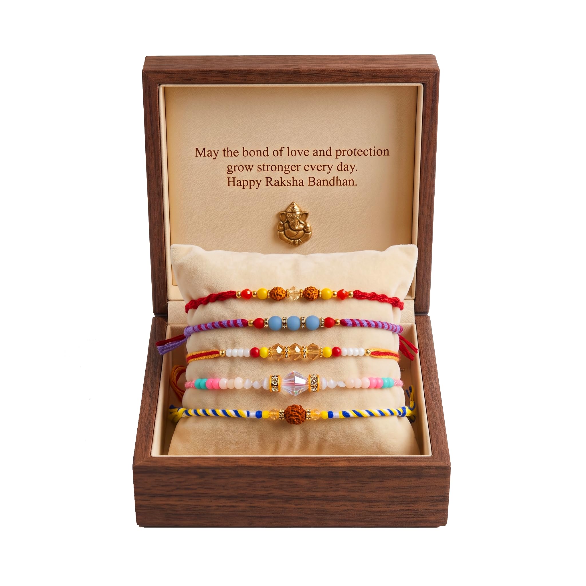 Latest Fancy Dori Rakhi set of 5 with roli chawal Plate- Rakhi For Bhai Brother Gift rakshabandhan.- Combo of 5. RU-picture-16