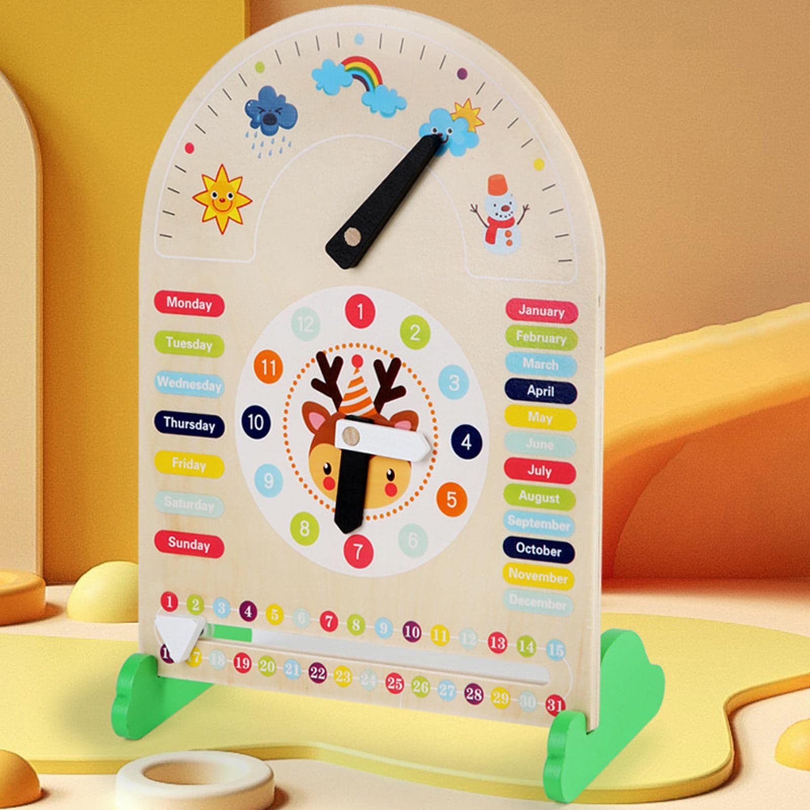 Juego de 2 relojes de educación preescolar, temporada meteorológica, reloj de aprendizaje para niñas y niños pequeños tipo 2