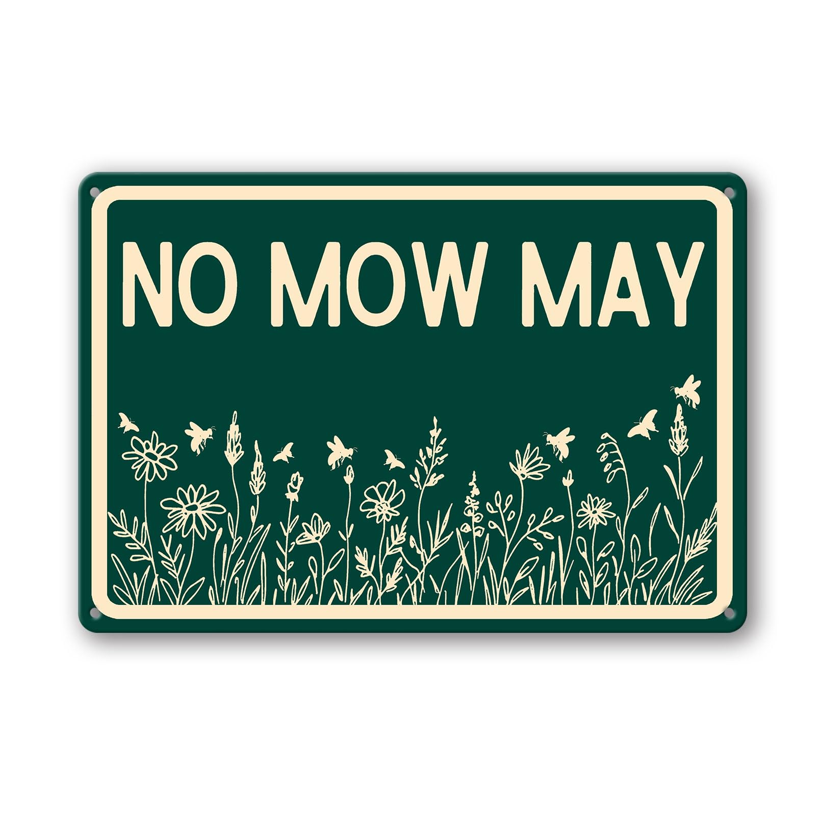 Geroclonup No Mow May Sign Garden Decor Pollinator Habitat Sign 20x30cm Rust Free Metal Aluminum Signs for Indoor Outdoor Street Pre-Drilled Holes Weather Resistant