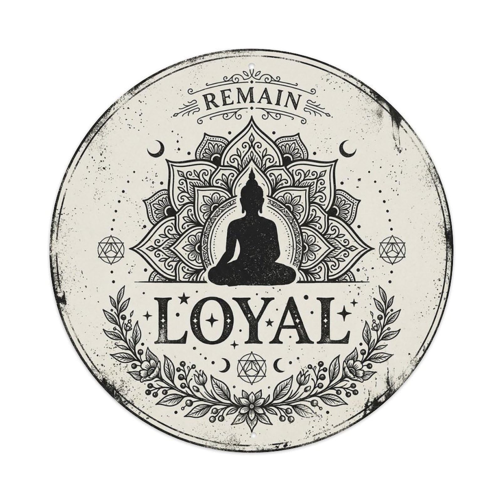 Zen Flower Meditation Den Loyal Vintage Metal Tin Sign Plaque Wall Decor for Cafe, Club Bar, Office, Garden Metal Poster 8x8Inch