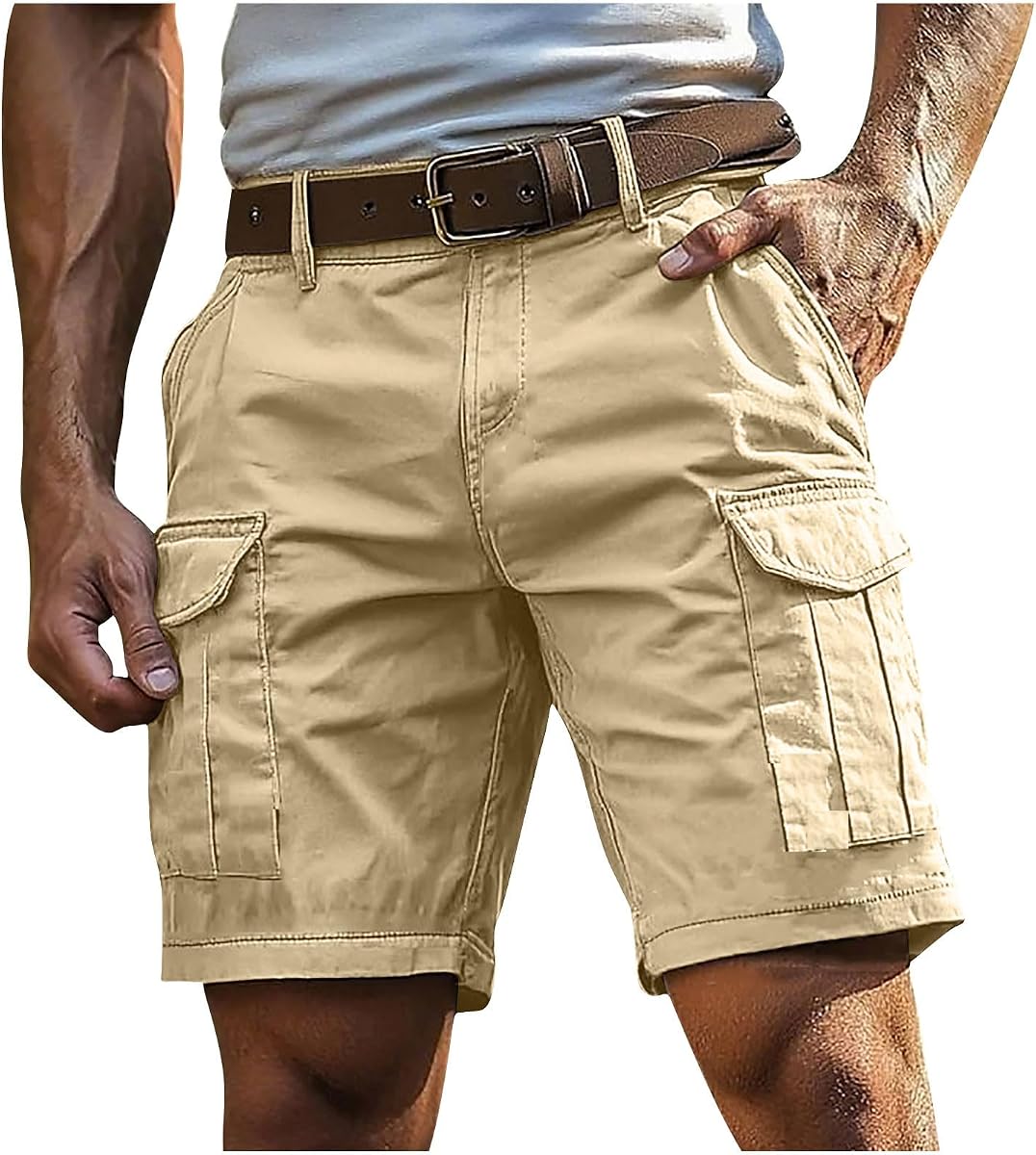 Cargo Shorts for Men 5 Inch Relaxed Fit Button-Fly Quick Dry Stretch Lightweight Tactical Wear Hiking with Multi Pockets