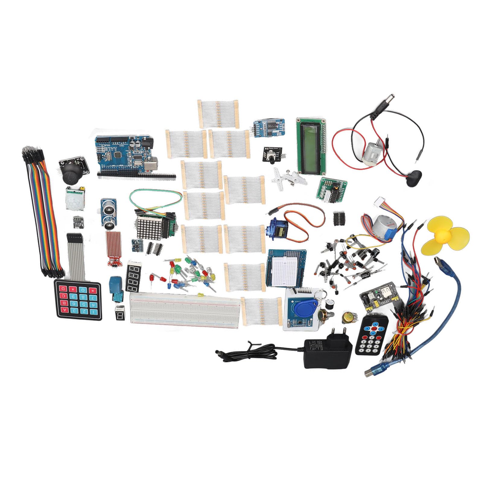 Hyuduo Kit de Componentes Electrónicos Kit de Inicio de Electrónica de Plástico ABS con Placa de Pruebas Juego de Sensores de Resistencia de Condensador LED Colorido para Proyectos de Aprendizaje para