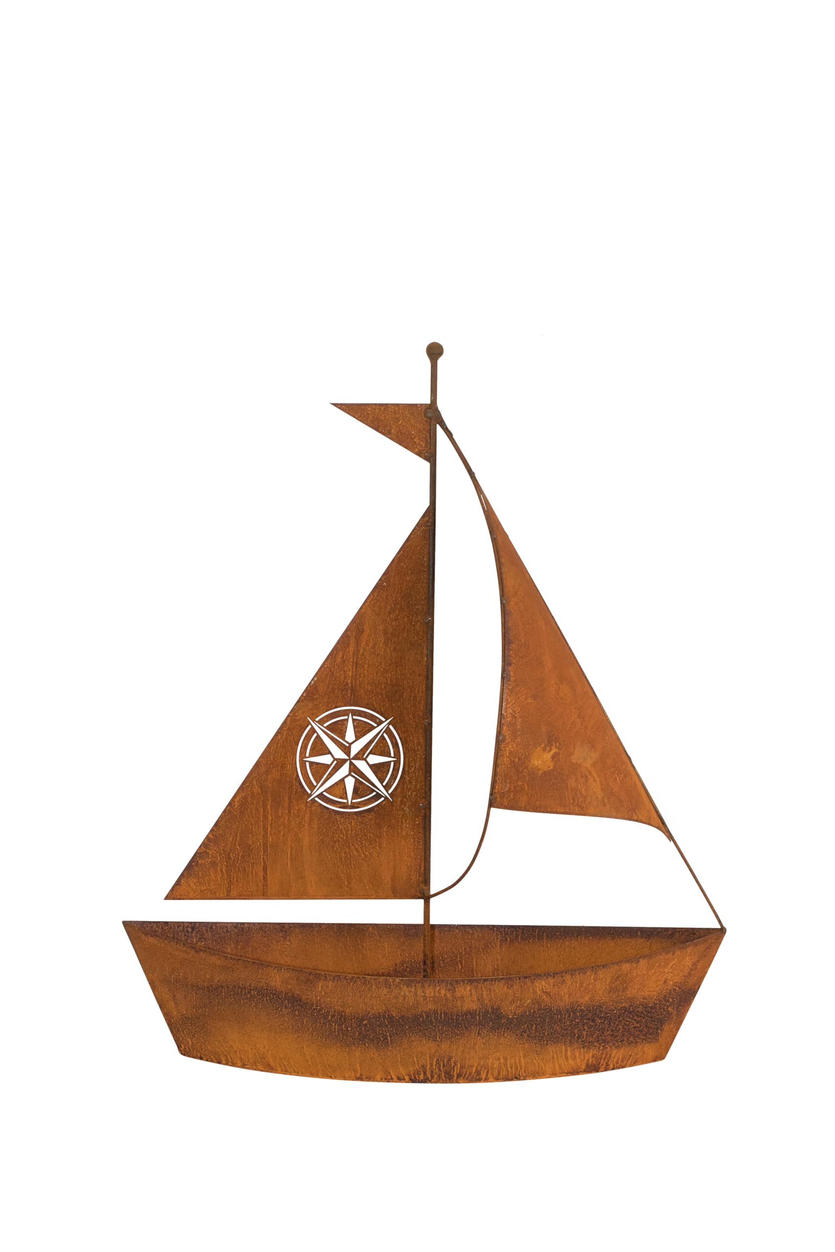 Bornhöft Edelrost Schiff zum bepflanzen Gartendeko 46cm x 40cm rostige Garten Deko Teich Angler Maritime Dekoration (65cm)