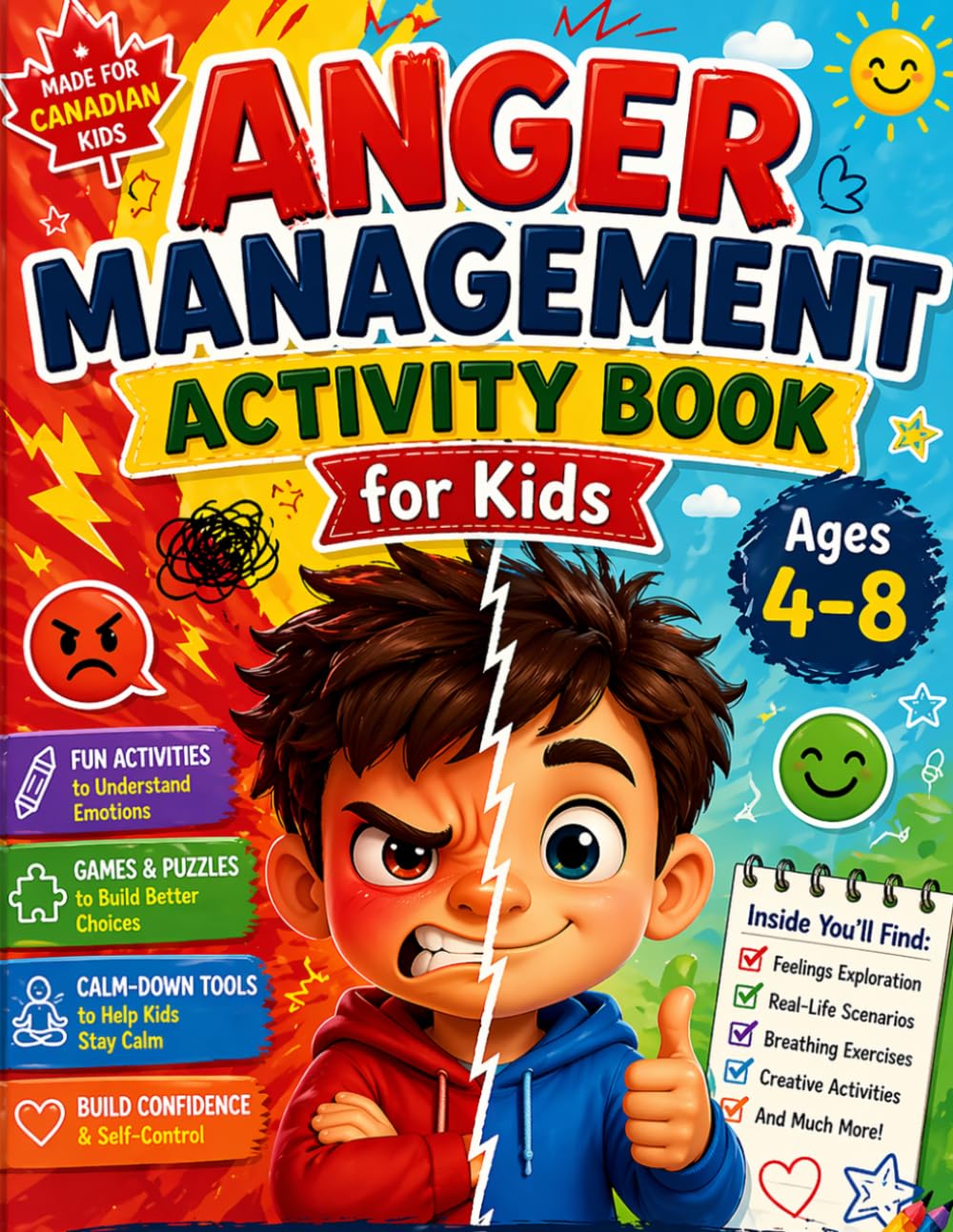 Anger Management Activity Book for Kids Ages 4–8: Fun Activities to Help Children Calm Down, Understand Emotions & Build Coping Skills | Social Emotional Learning Workbook
