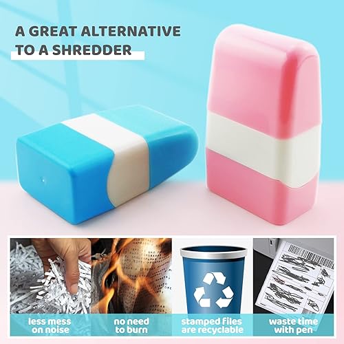 Miniatura 5 de 2 sellos de rodillo de protección de identidad incluidos, paquete de 2 sellos de tinta para prevención de seguridad, rodillo de sello confidencial