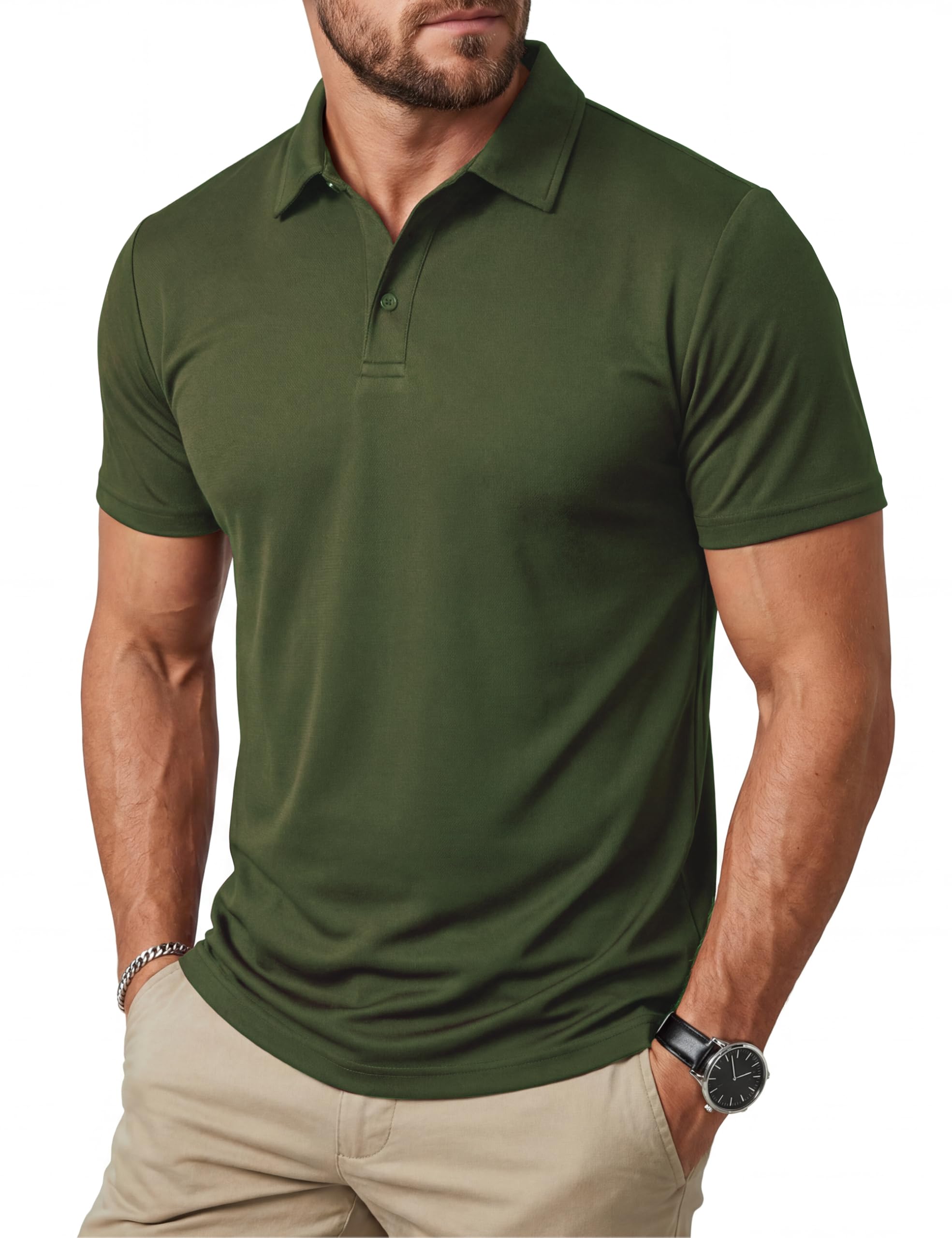 MAGCOMSEN Poloshirt Herren Kurzarm Golf Polo Shirt Schnelltrocknend Polohemd Atmungsaktiv Sport Funktionsshirt Outdoor