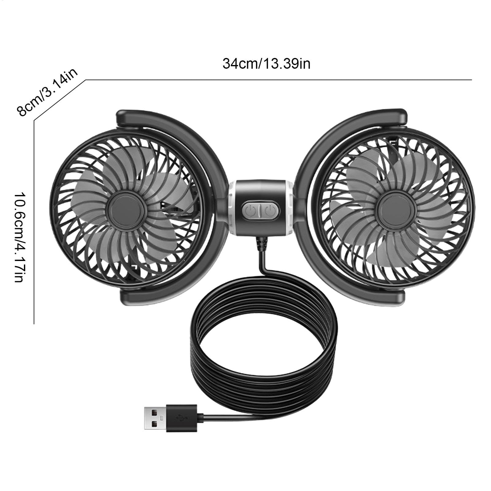Ventilateur de siège arrière de voiture – 3 vitesses – Refroidisseur à double tête pour appuie-tête arrière – Rotation à 270 degrés – Ventilateur de siège pour, passagers confort