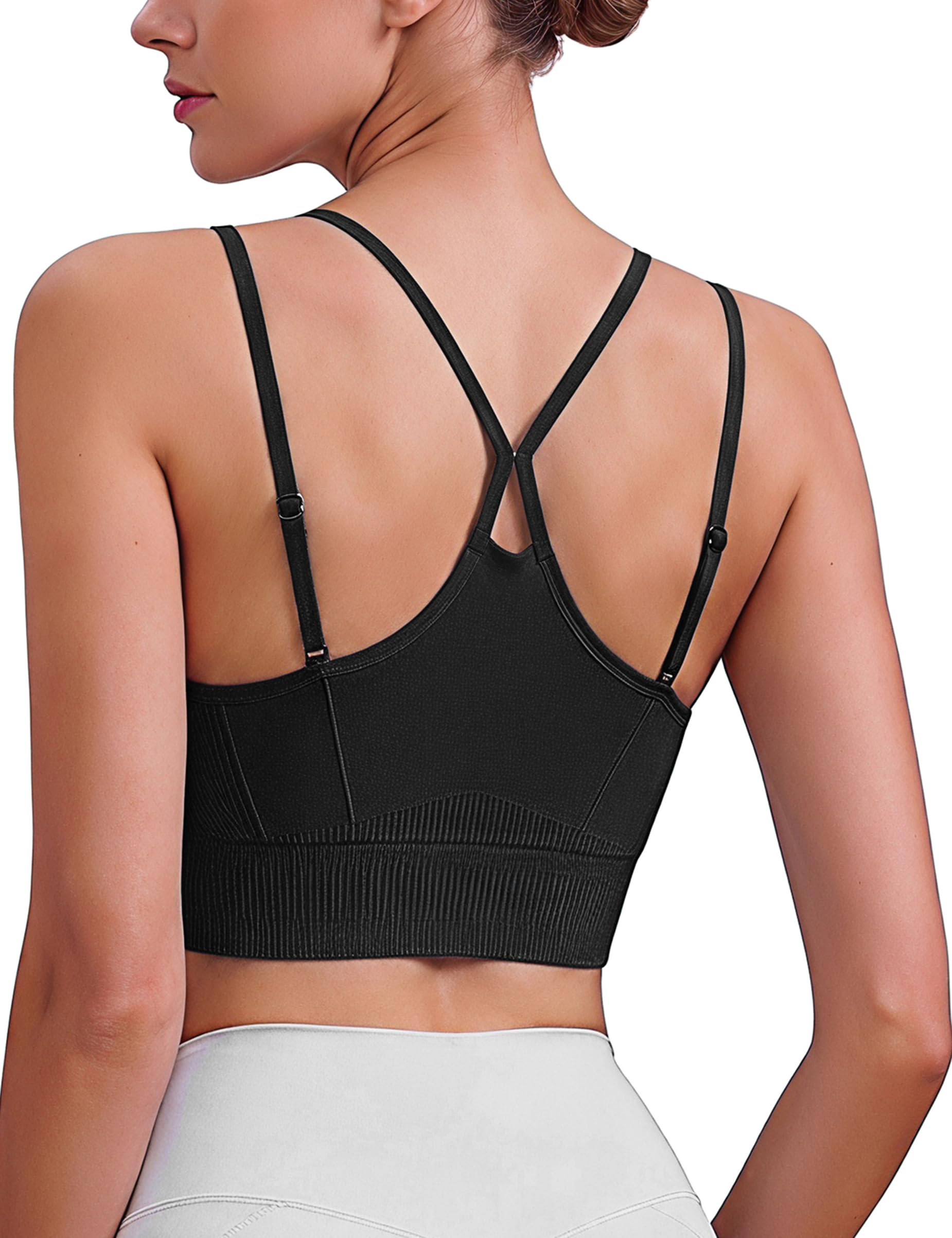 Litherday Sport BH Damen Push Up Yoga Bra Seamless Ohne Bügel mit Kreuzgurt Design Herausnehmbare Cups Atmungsaktiv Fitness Sport Oberteile für Yoga Pilates Training