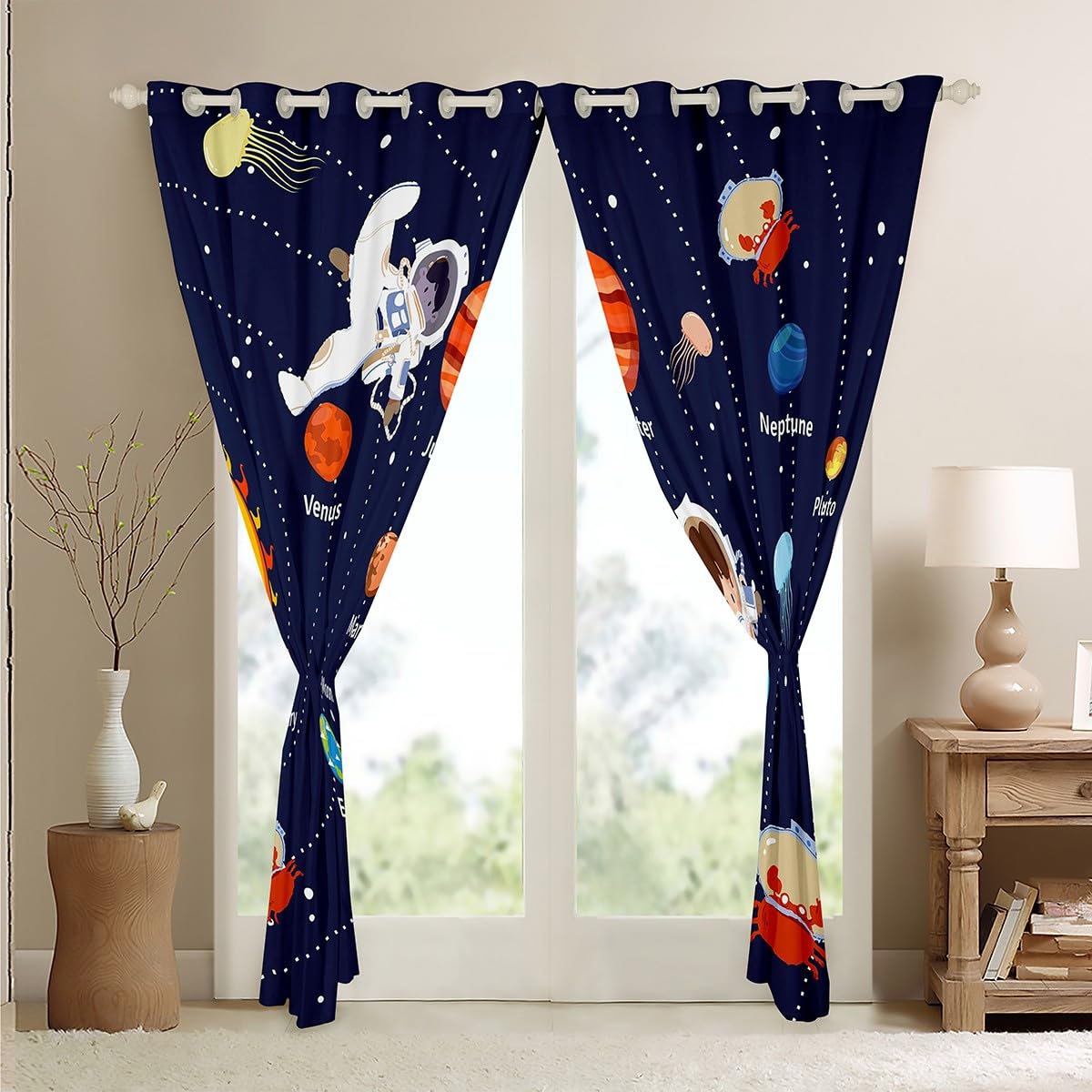 Homemissing Tende a sistema solare per camera da letto e soggiorno dello spazio esterno, 30% -50%, tende oscuranti per bambini e adulti, motivo: universo pianeti, tendaggi per finestre, 117,8 x 183,8