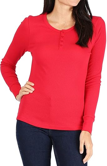 womens thermal long sleeve henley