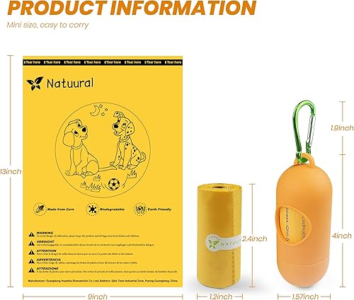 Miniatura 4 de Bolsas de excremento para perros 1050 unidades, 70 rollos con dispensadores gratis, bolsas biodegradables para excrementos hechas de almidón de