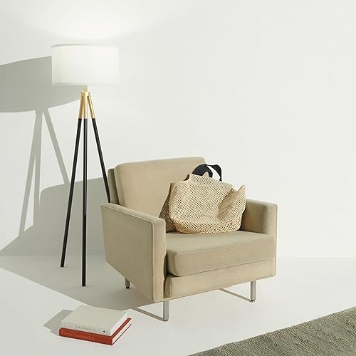 Miniatura 3 de Brightech Levi - Lámpara de pie LED, gran decoración de sala de estargranja, lámpara de trípode negra y dorada para salas de estar y oficinas,