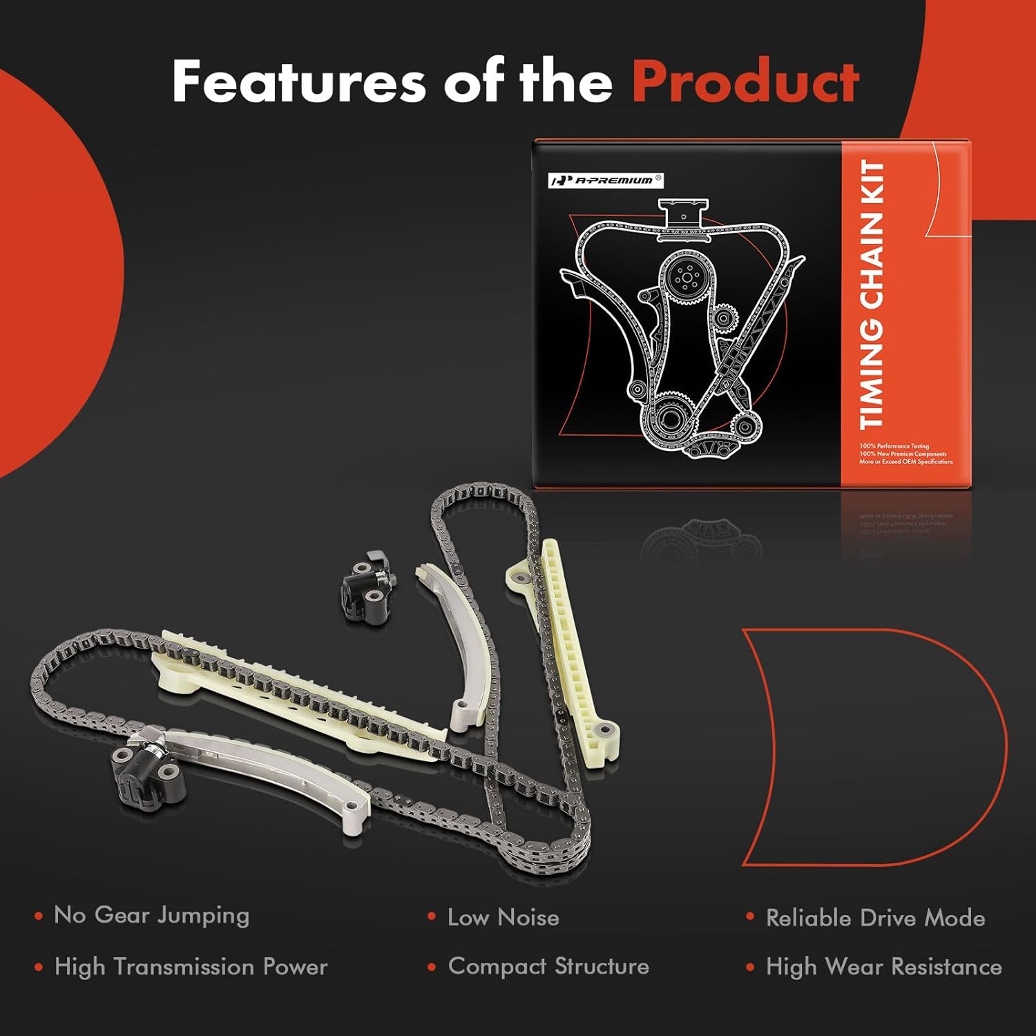 A-Premium 8PCS Engine Timing Chain Kit W/Tensioner & Guide Compatible with Ford, Lincoln & Mercury - F-150, Explorer, Mustang, Expedition, E-150, E-250, Explorer Sport Trac, Town Car - SOHC V8 4.6L