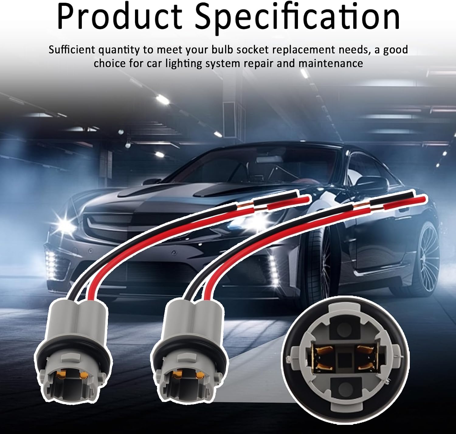 2PCS T15 Bulb Socket Wiring Harness Adapter,Reverse Light Socket Pigtail Wiring Harness Replacement,Universal Plug & Play Car Accessories for Reverse,Turn Light,Headlight