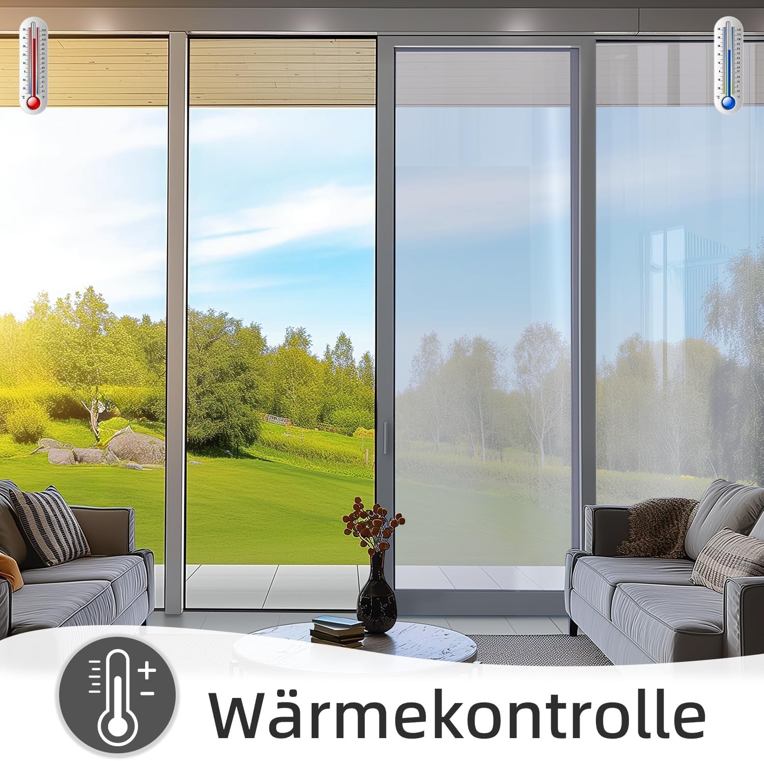 Qualsen Hitzeschutzfolie Fenster Sonnenschutzfolie Silber-Silber, 115x200cm | Spiegelfolie Einseitig Sichtschutz UV Schutz Hitzeschutz, Statische Adsorption, Sonnenschutzfolie für Innen Außen Dachfenster