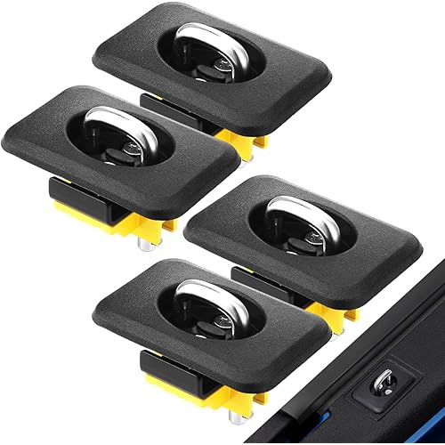 Tie Down Anchors for Truck Bed, Raised Fit Retractable D Ring Tie Down Compatible with '88-13 Chevrolet Silverado and GMC Sierra, 95-08 Dodge RAM, 98-14 Ford F150, 98-16 Ford Super Duty 4pcs