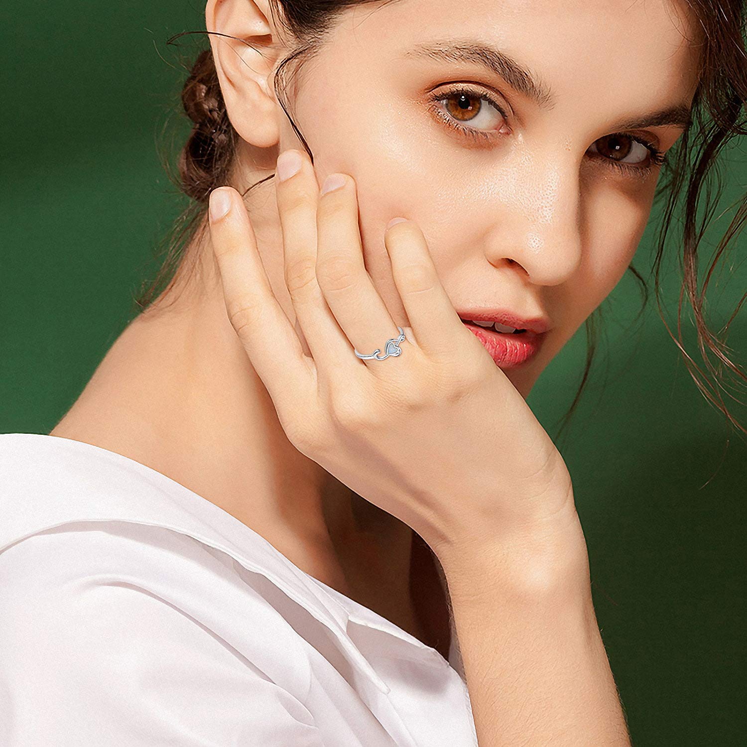 CHENGHONG Anillo de plata de ley 925 con ópalo, nota musical para mujer, anillo de clave de sol para mamá, anillo de corazón, joyería musical para los amantes de la danza tamaño7-9