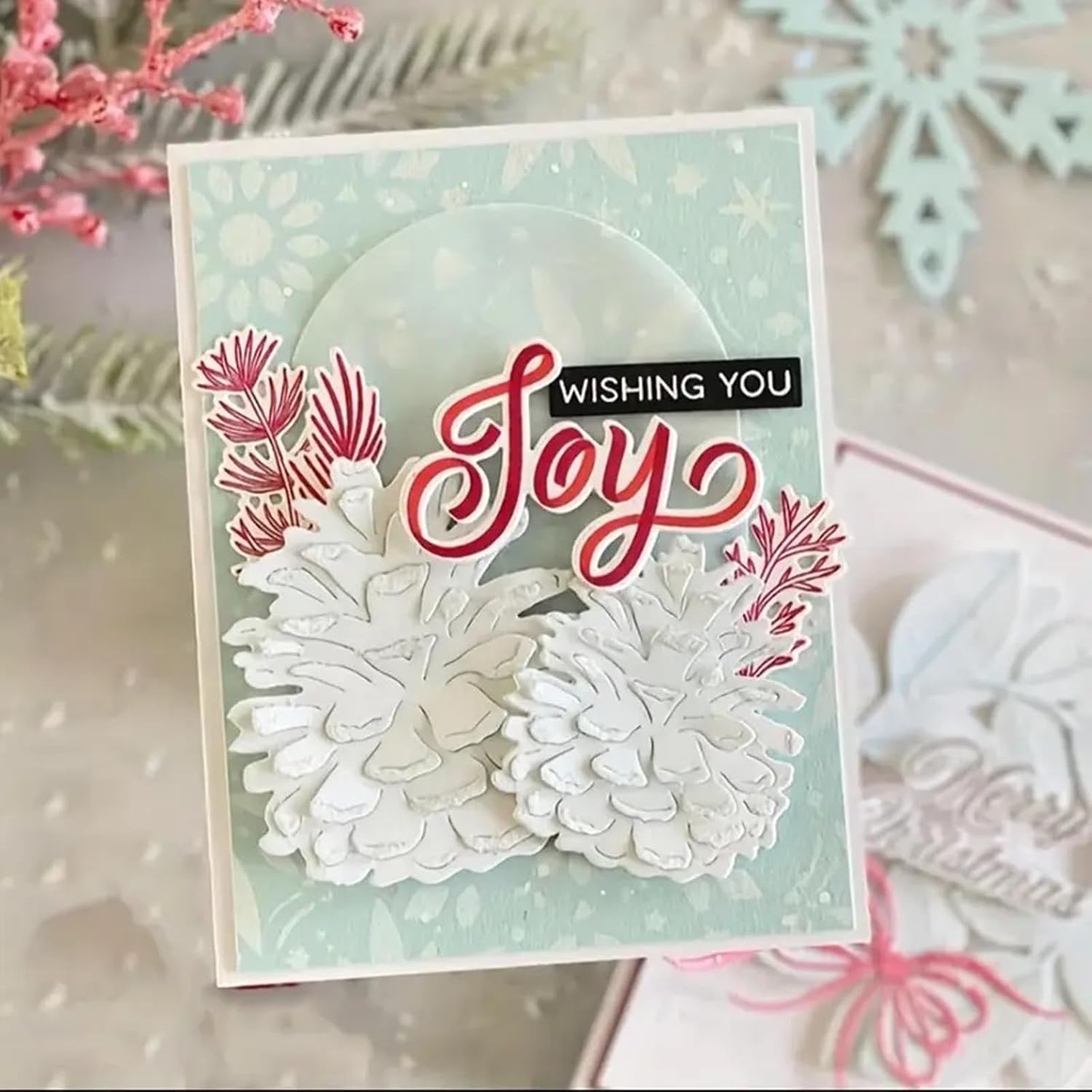 Christmas Metal Die Cuts,Big Pine Cone Frame Festival Cutting Dies Cut Stencils for DIY Photo Decorative Embossing Paper Dies for Scrapbooking Card Making