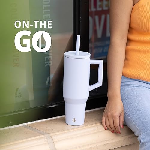 Miniatura 5 de Elemental Commuter - Vaso de 40 onzas con asa y tapa con pajilla, taza de café de viaje resistente a derrames, vasos aislados de acero inoxidable