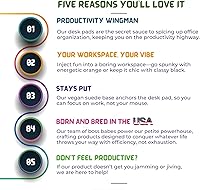 Vista 5 de FTC Alfombrilla de escritorio de piel sintética y secante, base de franela antideslizante (negro 31.5 x 15.75), alfombrilla de mouse cosida