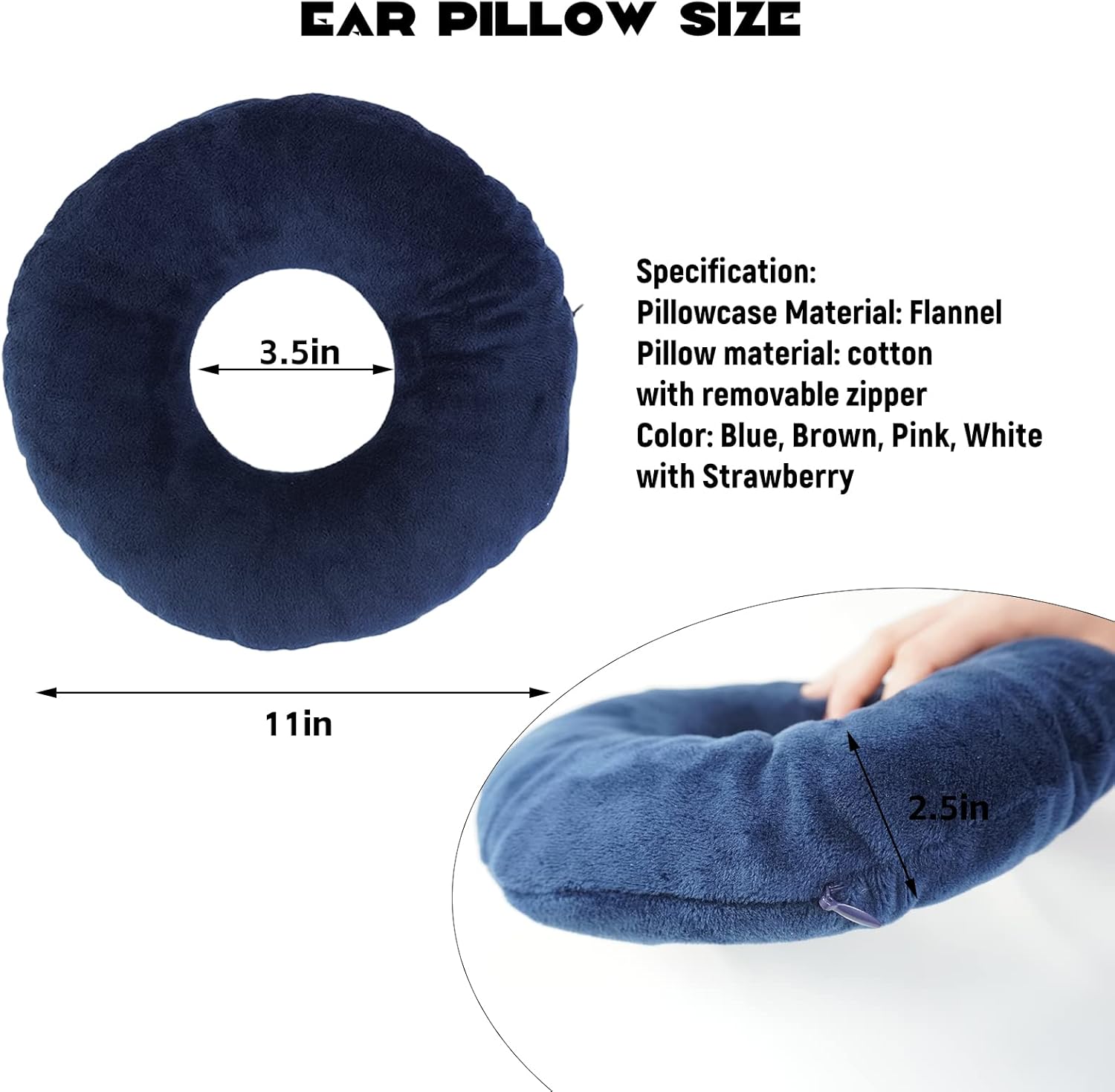 Ear Piercing Pillow for Side SleepersSmall Pillow with Ear Hole Donut