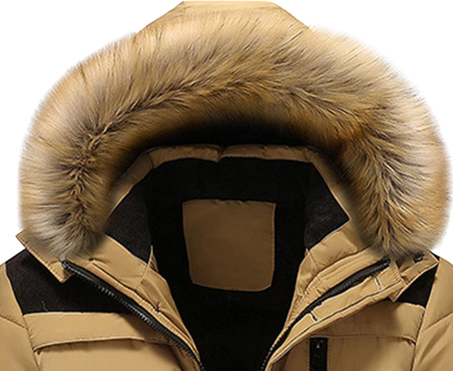 JEsilunmaMY Men's Fur Hooded Parka Down Coats Fleece-Lined Windproof Thermal Puffer Jacket Warm Winter Padded Puffy Coat